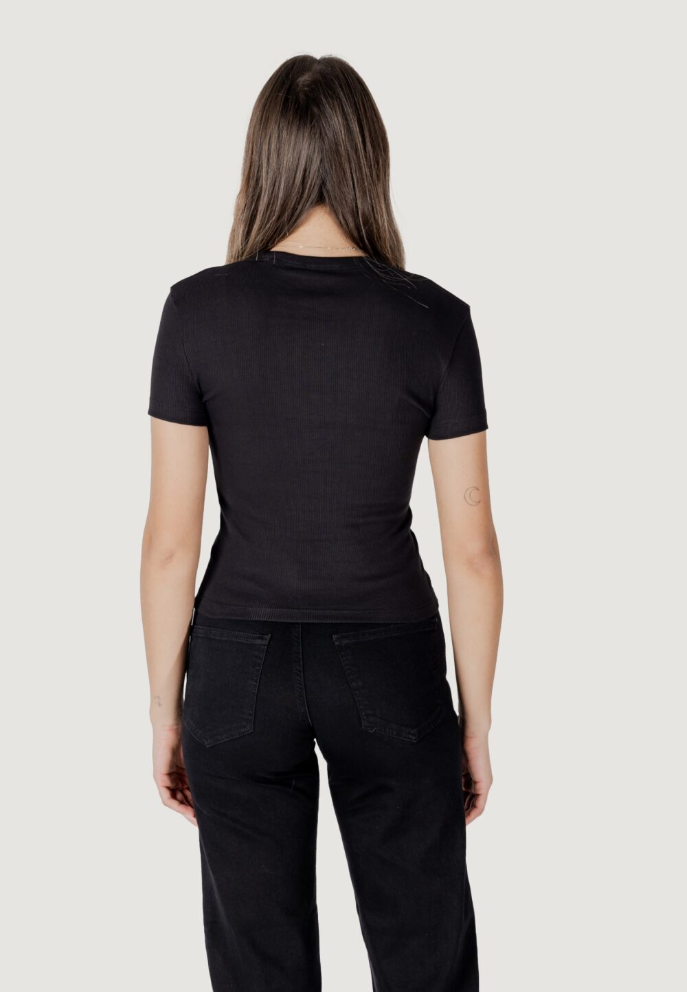 T-shirt Calvin Klein Jeans woven label rib Nero - Foto 4