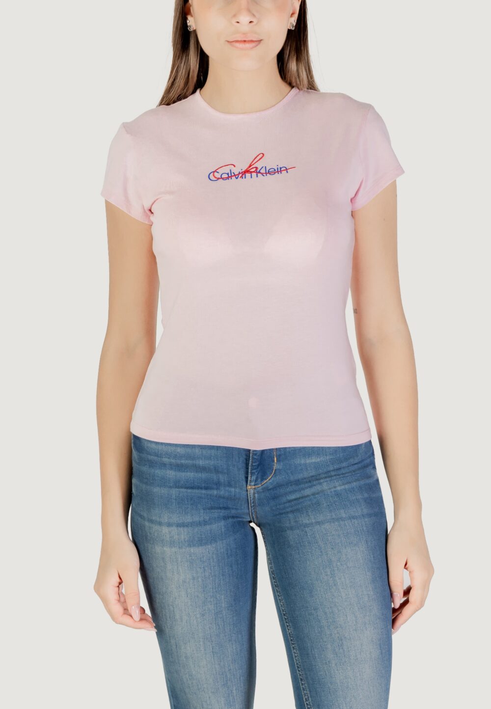 T-shirt Calvin Klein Jeans ss script ck Rosa - Foto 1
