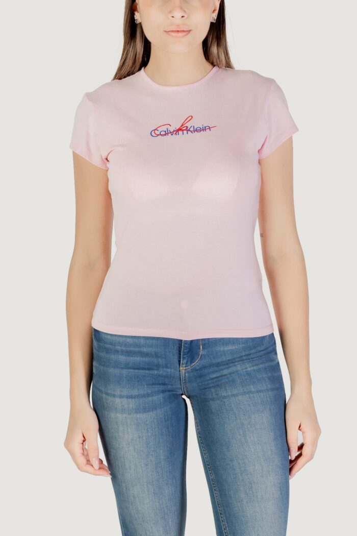 T-shirt Calvin Klein Jeans ss script ck Rosa