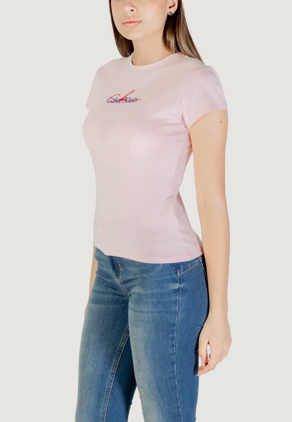 T-shirt Calvin Klein Jeans ss script ck Rosa - Foto 2