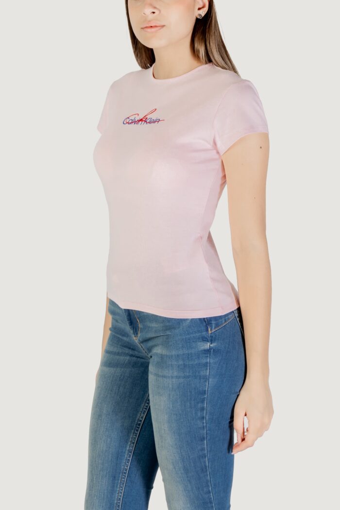 T-shirt Calvin Klein Jeans ss script ck Rosa