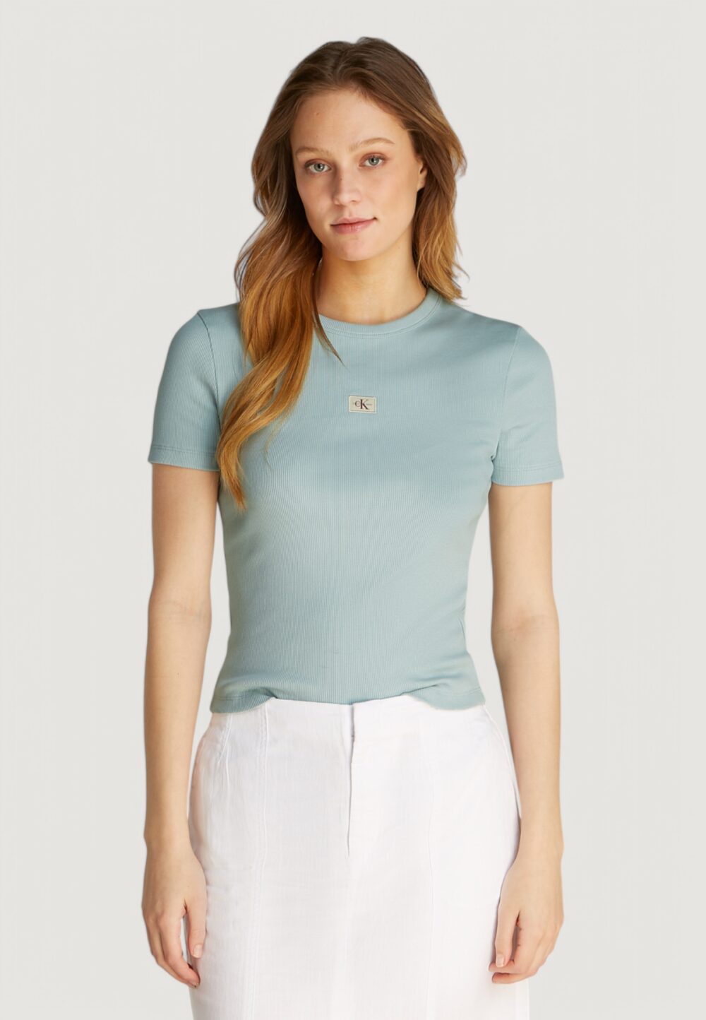 T-shirt Calvin Klein Jeans woven label rib Tiffany - Foto 1