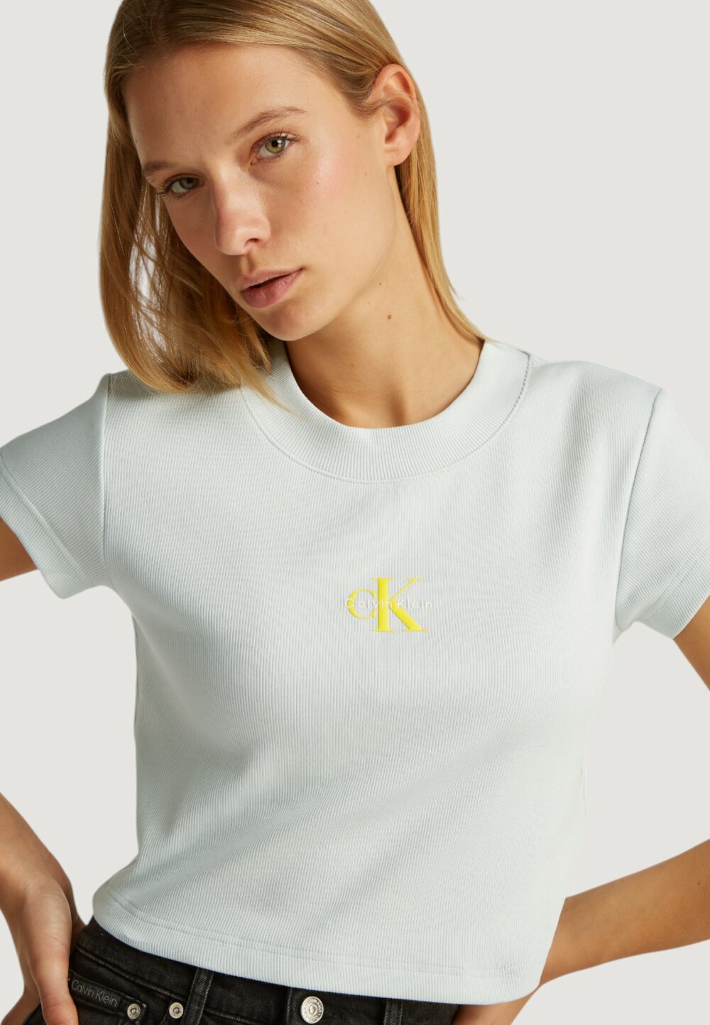 T-shirt Calvin Klein Jeans monogram baby tee Verde - Foto 1