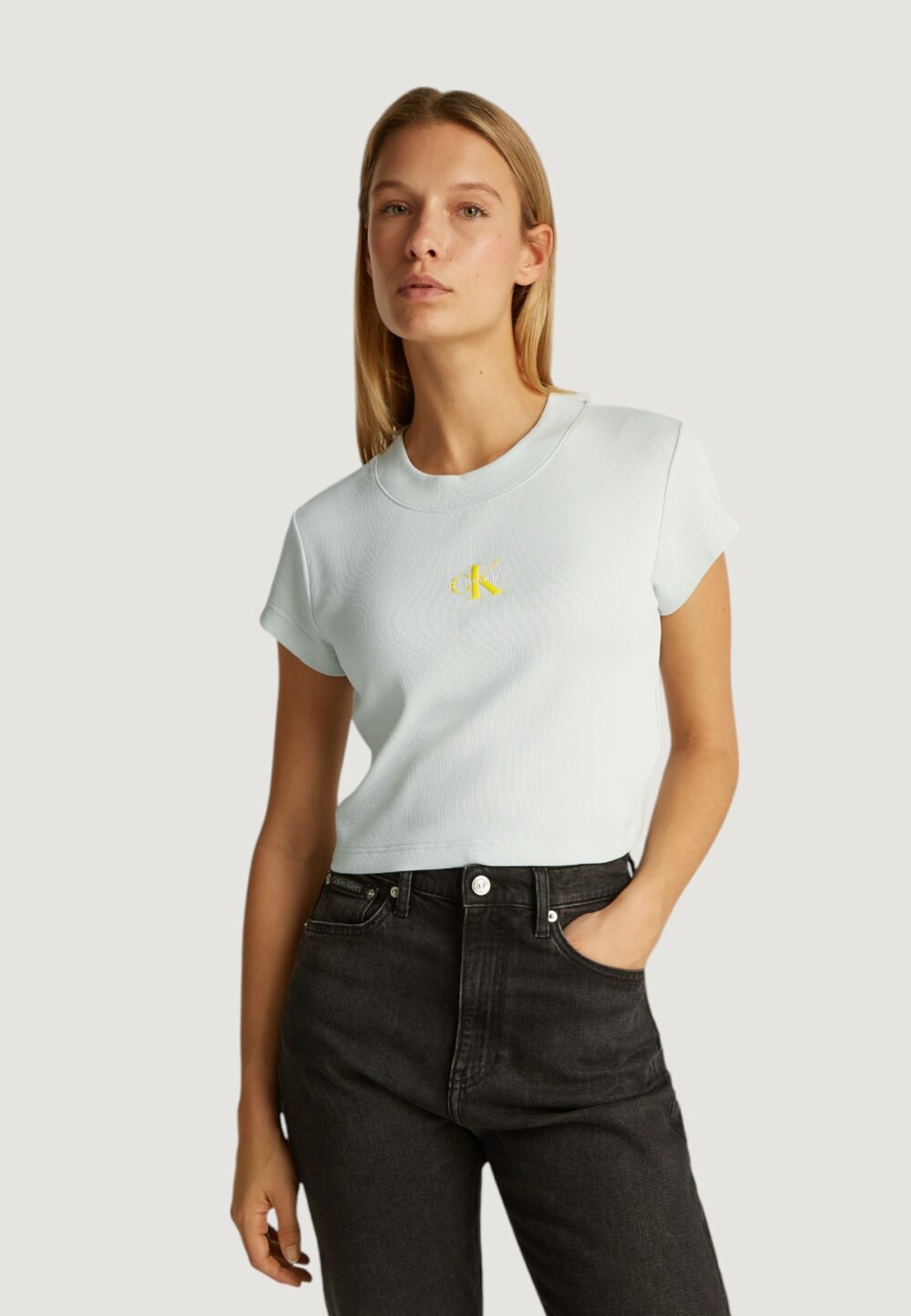 T-shirt Calvin Klein Jeans monogram baby tee Verde - Foto 4