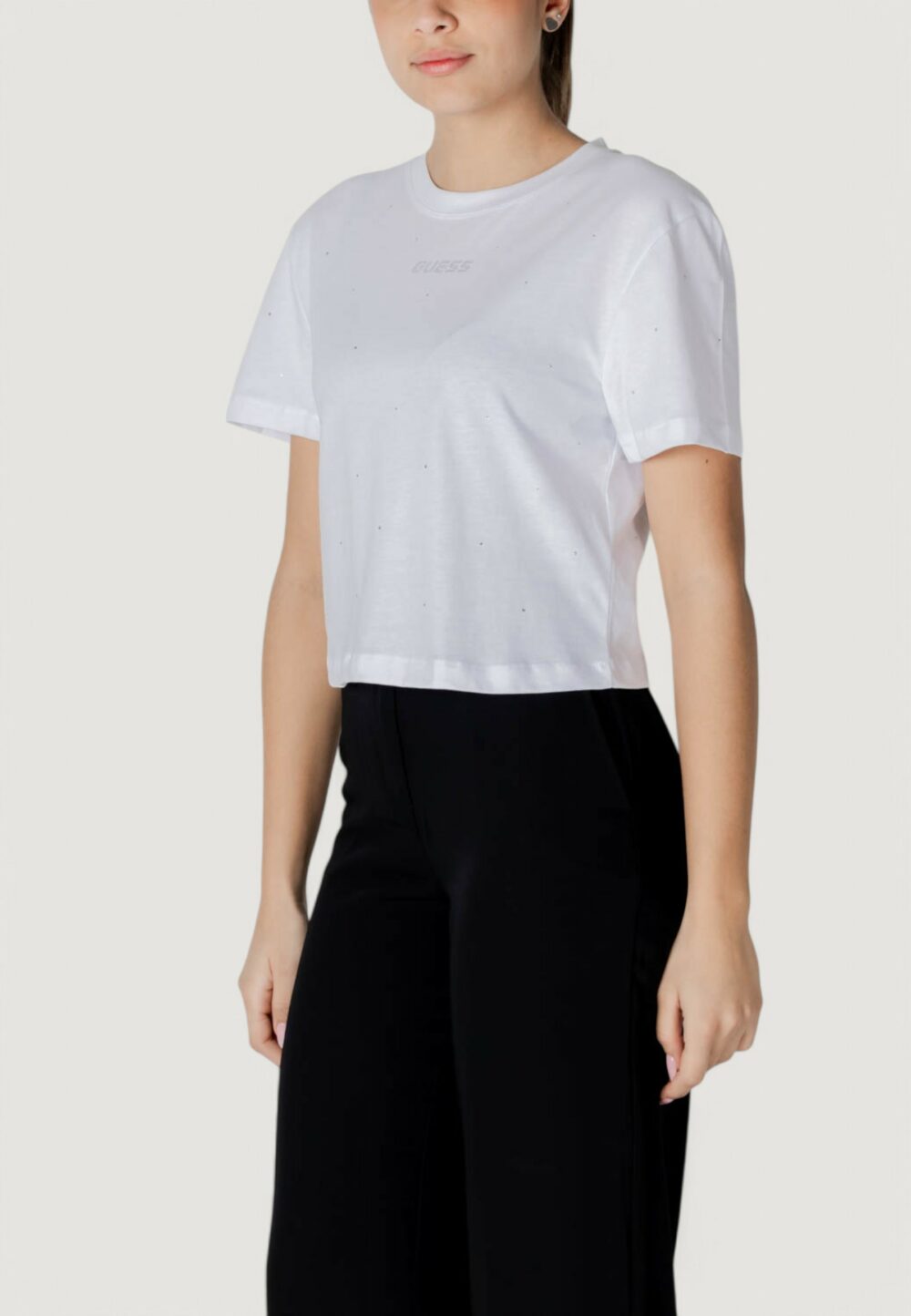T-shirt Guess Active primula rhinestones boxy tee Bianco - Foto 3