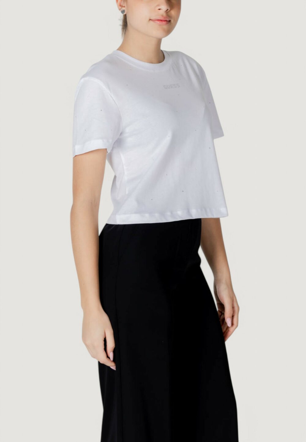 T-shirt Guess Active primula rhinestones boxy tee Bianco - Foto 4