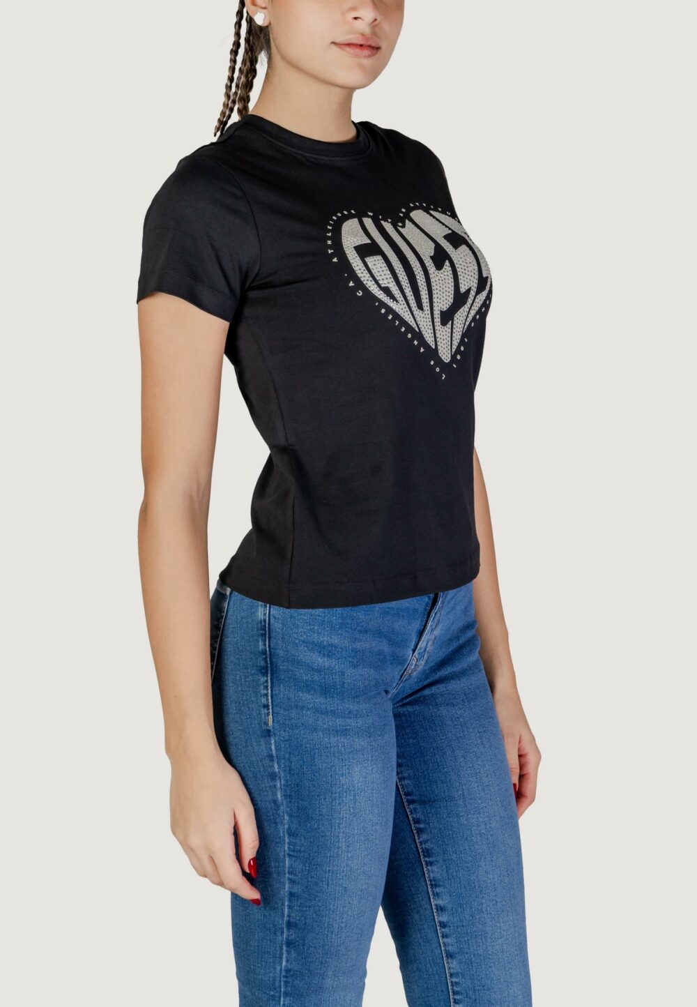 T-shirt Guess Active julia rhinestone ss Nero - Foto 2
