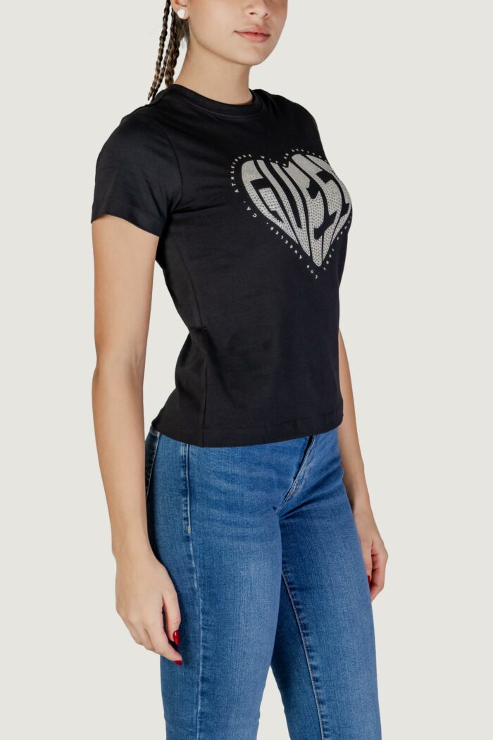 T-shirt Guess Active julia rhinestone ss Nero