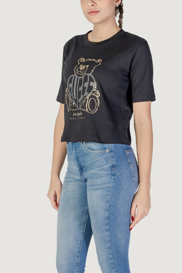 T-shirt Guess Active rhinestone bear boxy Nero
