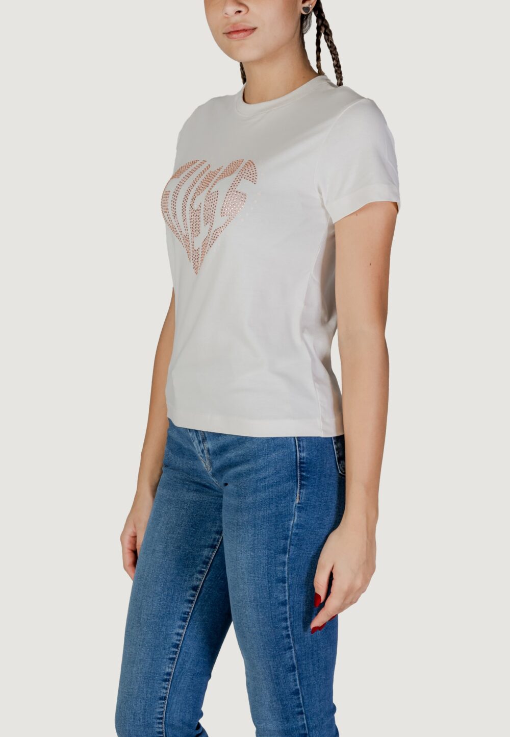 T-shirt Guess Active julia rhinestone ss Panna - Foto 2