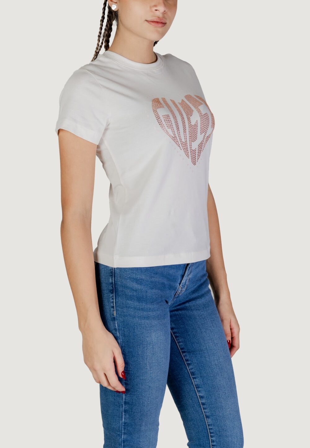 T-shirt Guess Active julia rhinestone ss Panna - Foto 3