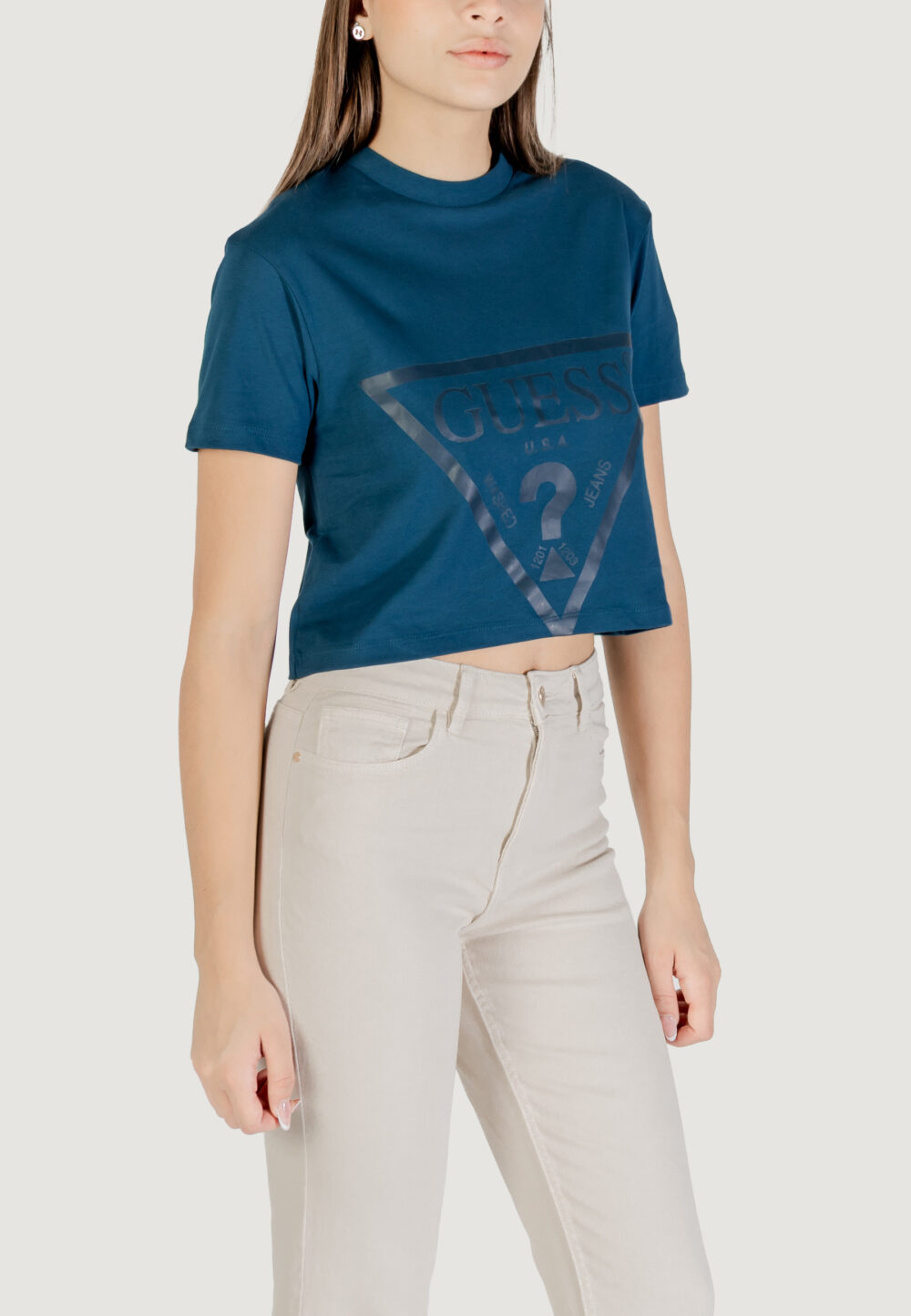 T-shirt Guess Active adele crop tshirt Petrolio - Foto 1