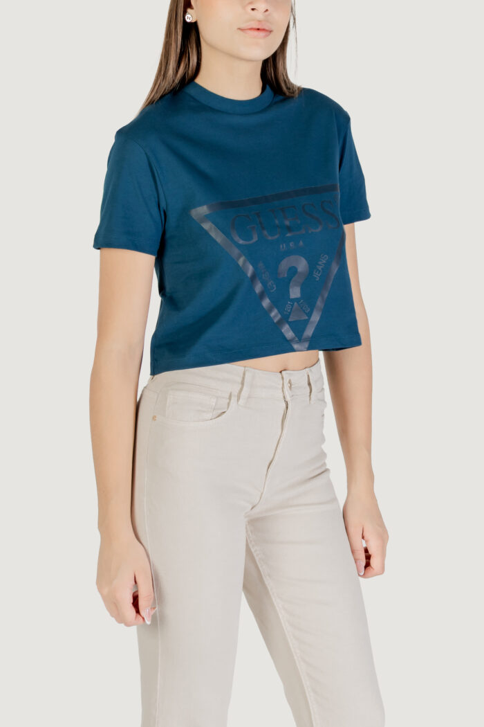 T-shirt Guess Active adele crop tshirt Petrolio