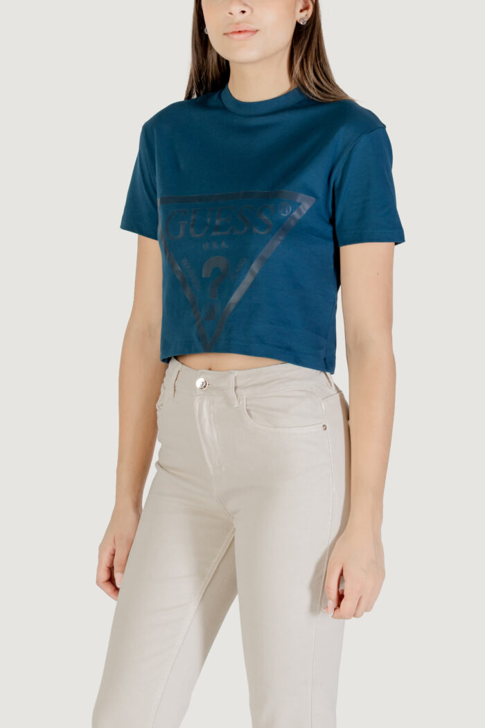 T-shirt Guess Active adele crop tshirt Petrolio