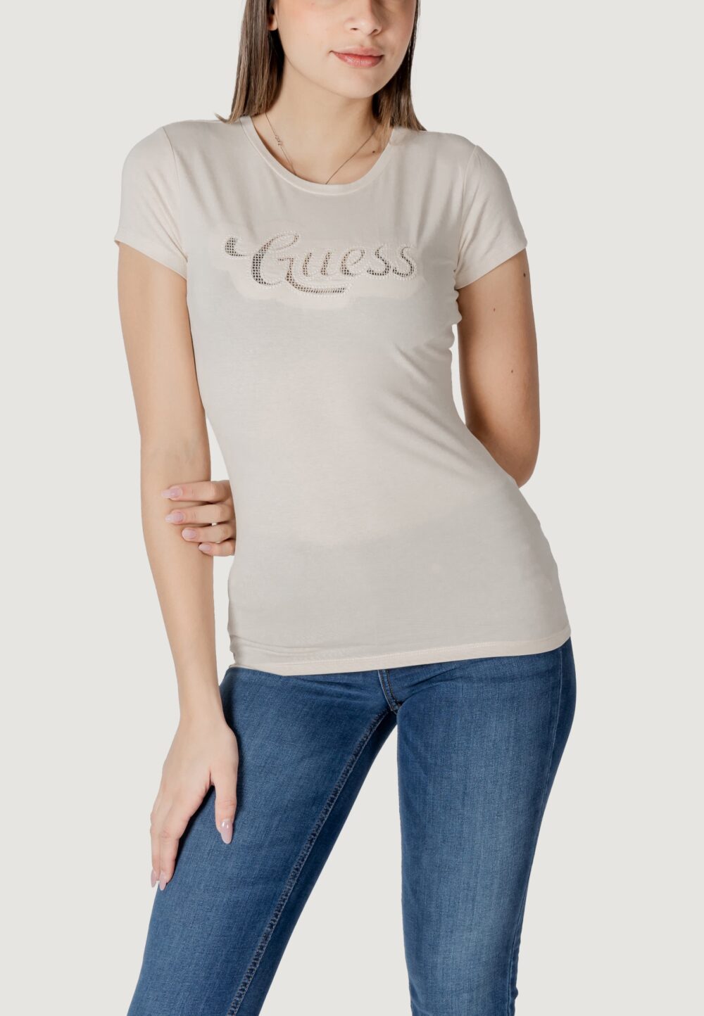 T-shirt Guess ss guess dot logo r3 Beige chiaro - Foto 1