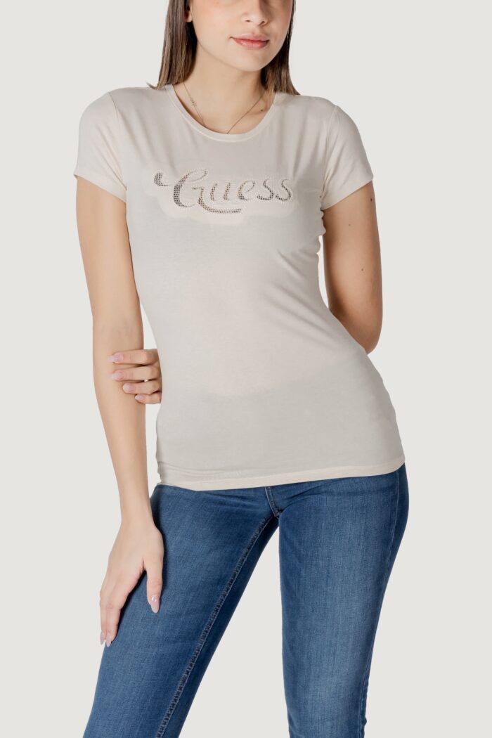 T-shirt Guess ss guess dot logo r3 Beige chiaro