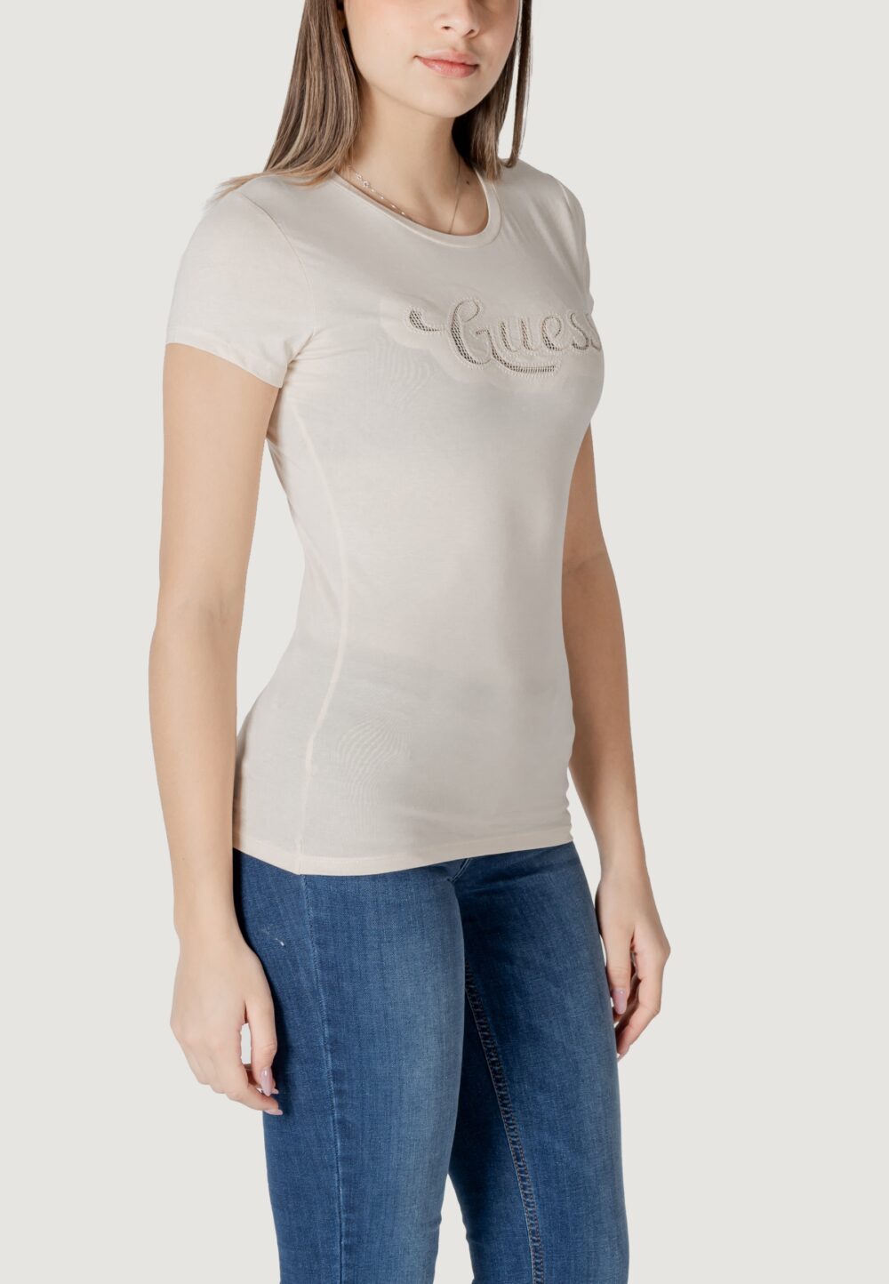 T-shirt Guess ss guess dot logo r3 Beige chiaro - Foto 3