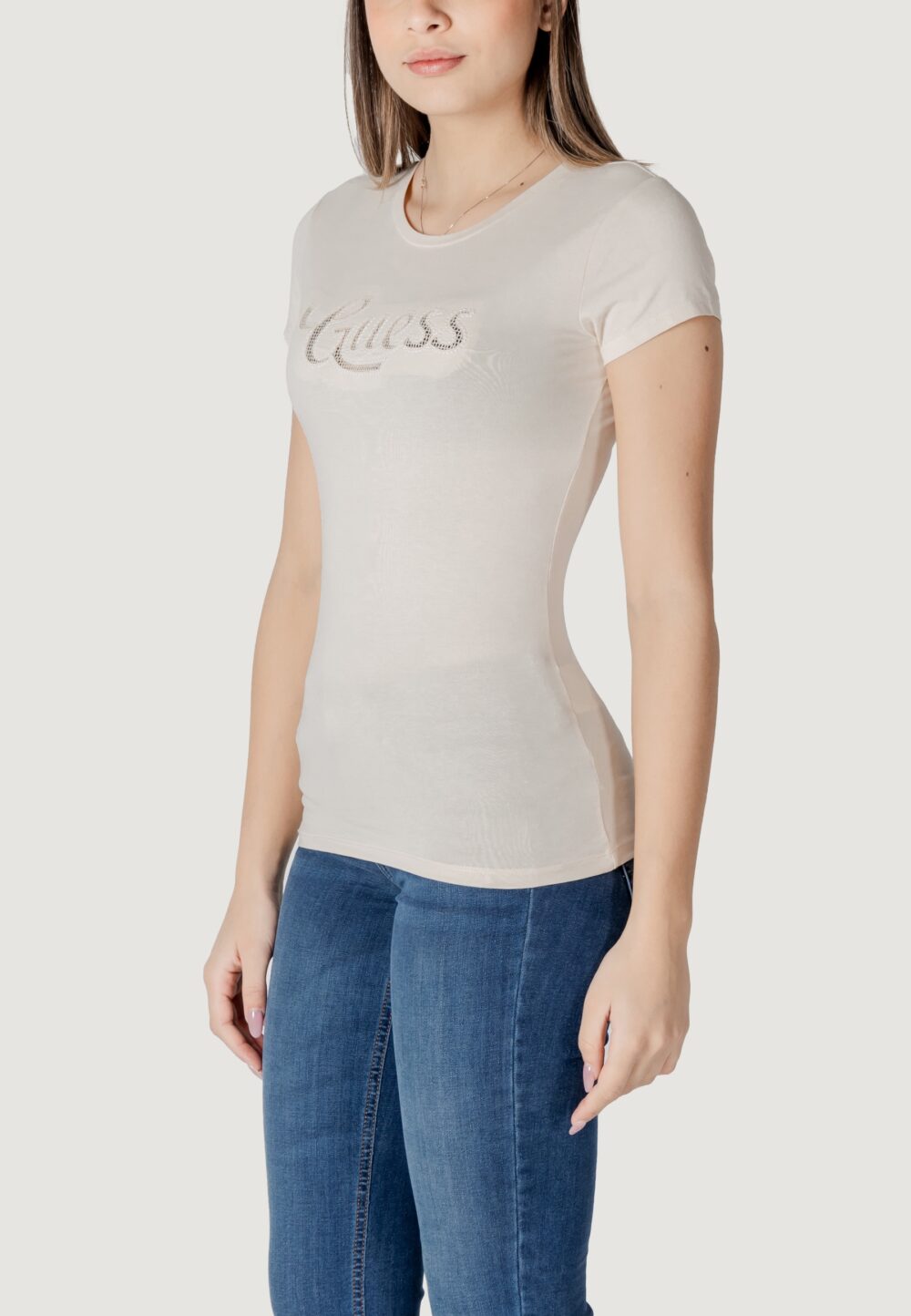 T-shirt Guess ss guess dot logo r3 Beige chiaro - Foto 4