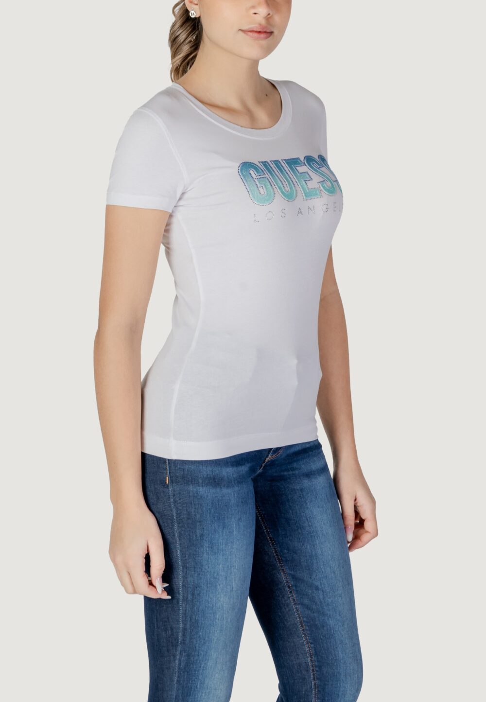 T-shirt Guess cn ss glitter degrad Bianco - Foto 2