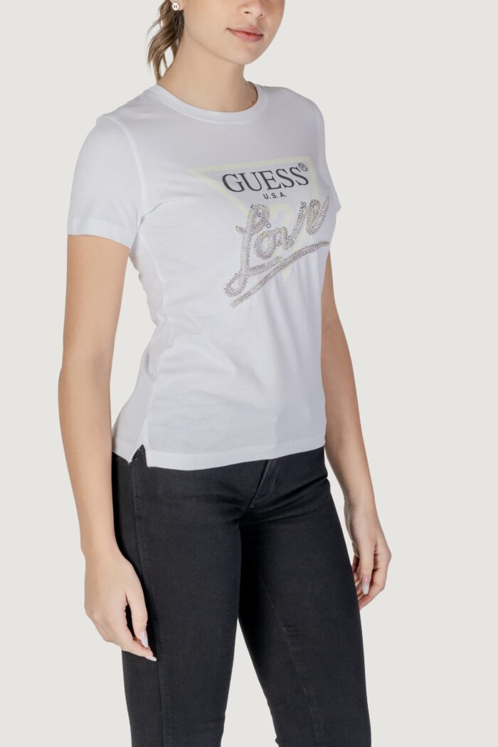 T-shirt Guess cn ss love triangle Bianco