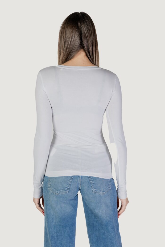 T-shirt Guess ls cn shiny triangle Bianco