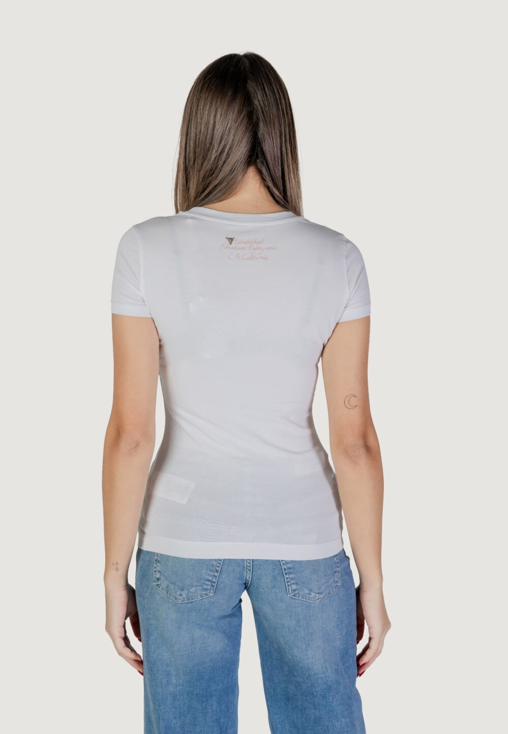 T-shirt Guess ss cn cheeta logo Bianco - Foto 3