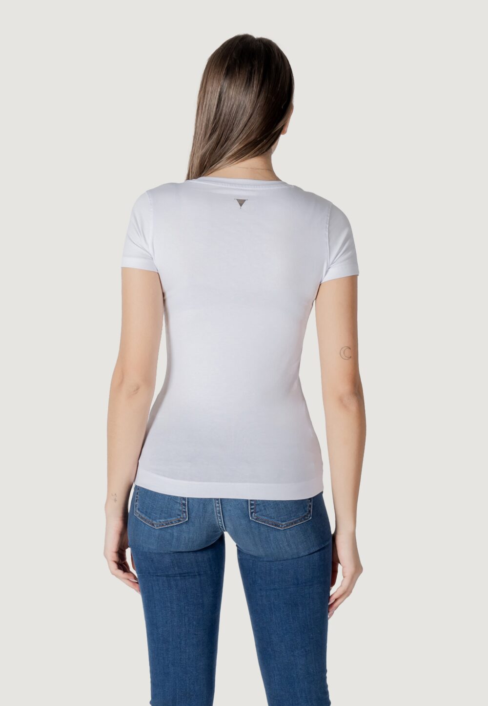 T-shirt Guess ss cn flower triangl Bianco - Foto 5