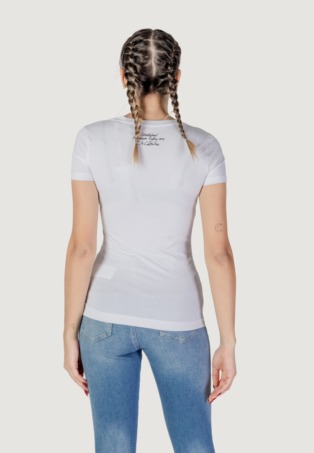 T-shirt Guess ss cn triangle flower Bianco - Foto 4
