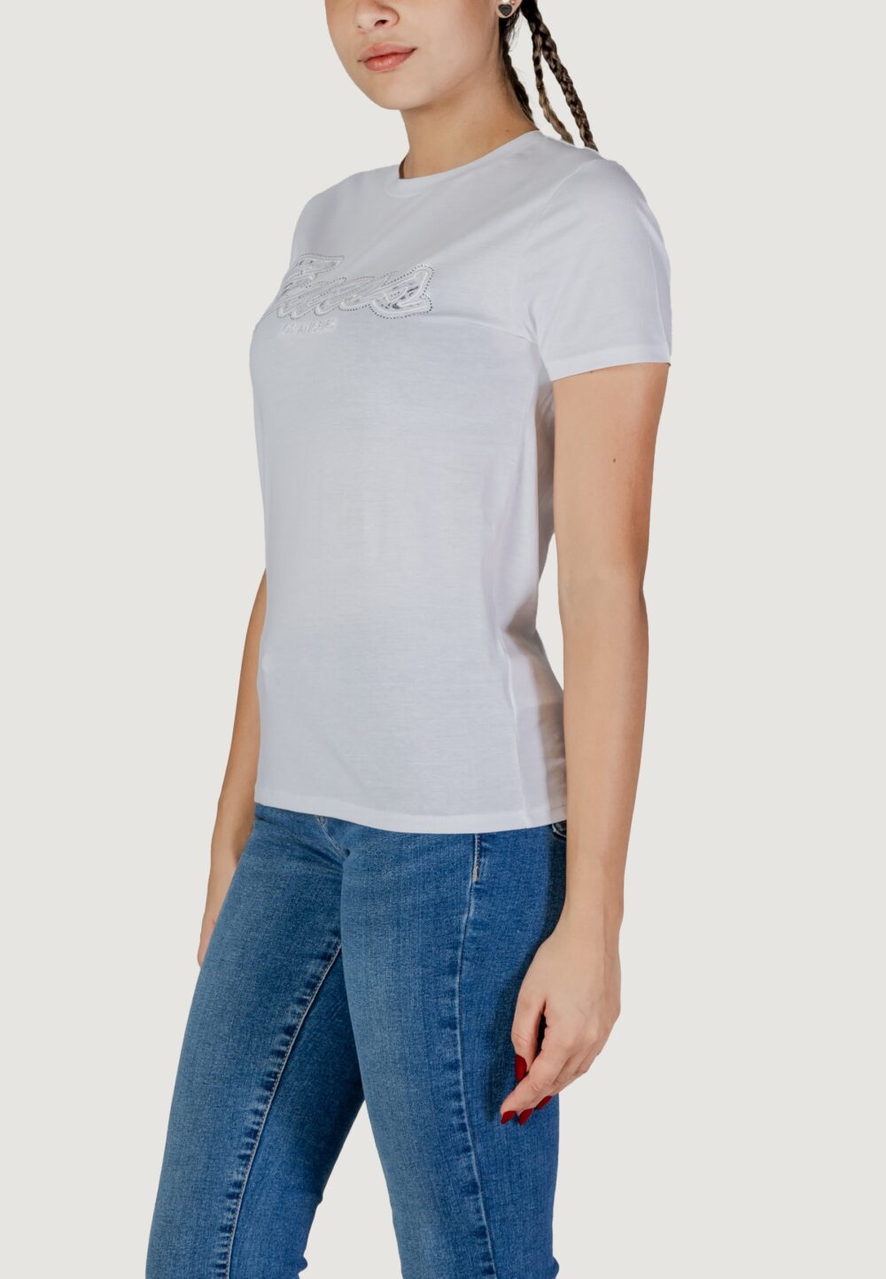 T-shirt Guess ss script lace logo Bianco - Foto 4