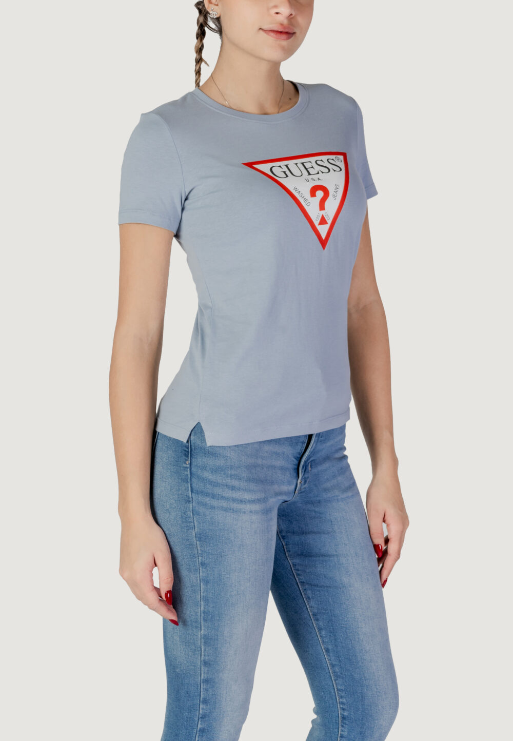 T-shirt Guess ss cn original tee Celeste - Foto 3