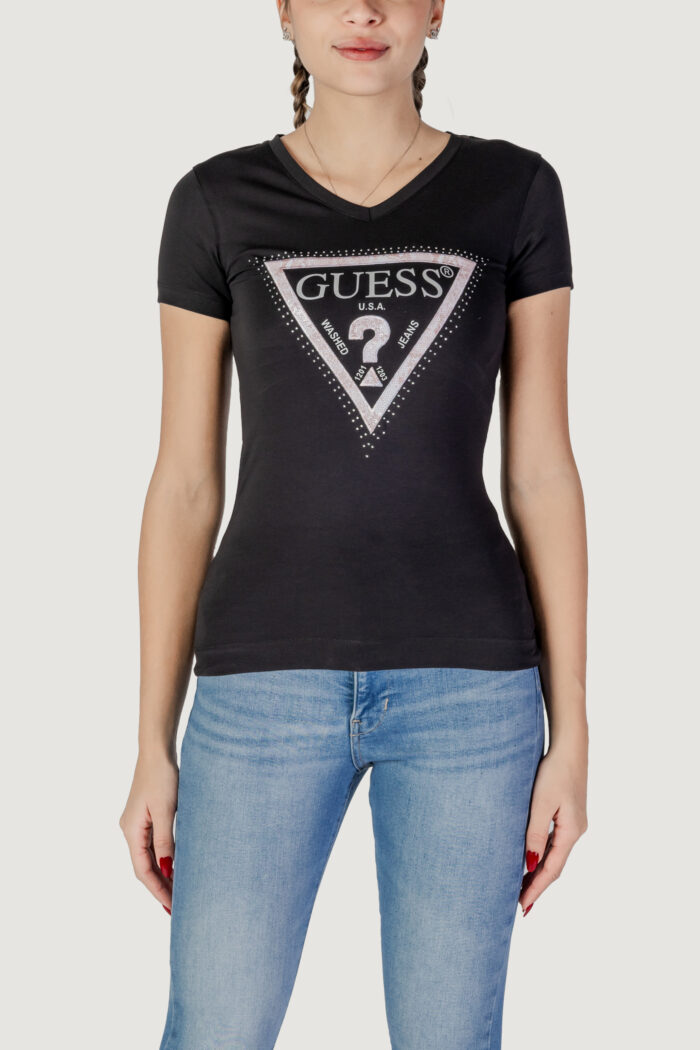 T-shirt Guess ss vn python triangle Nero
