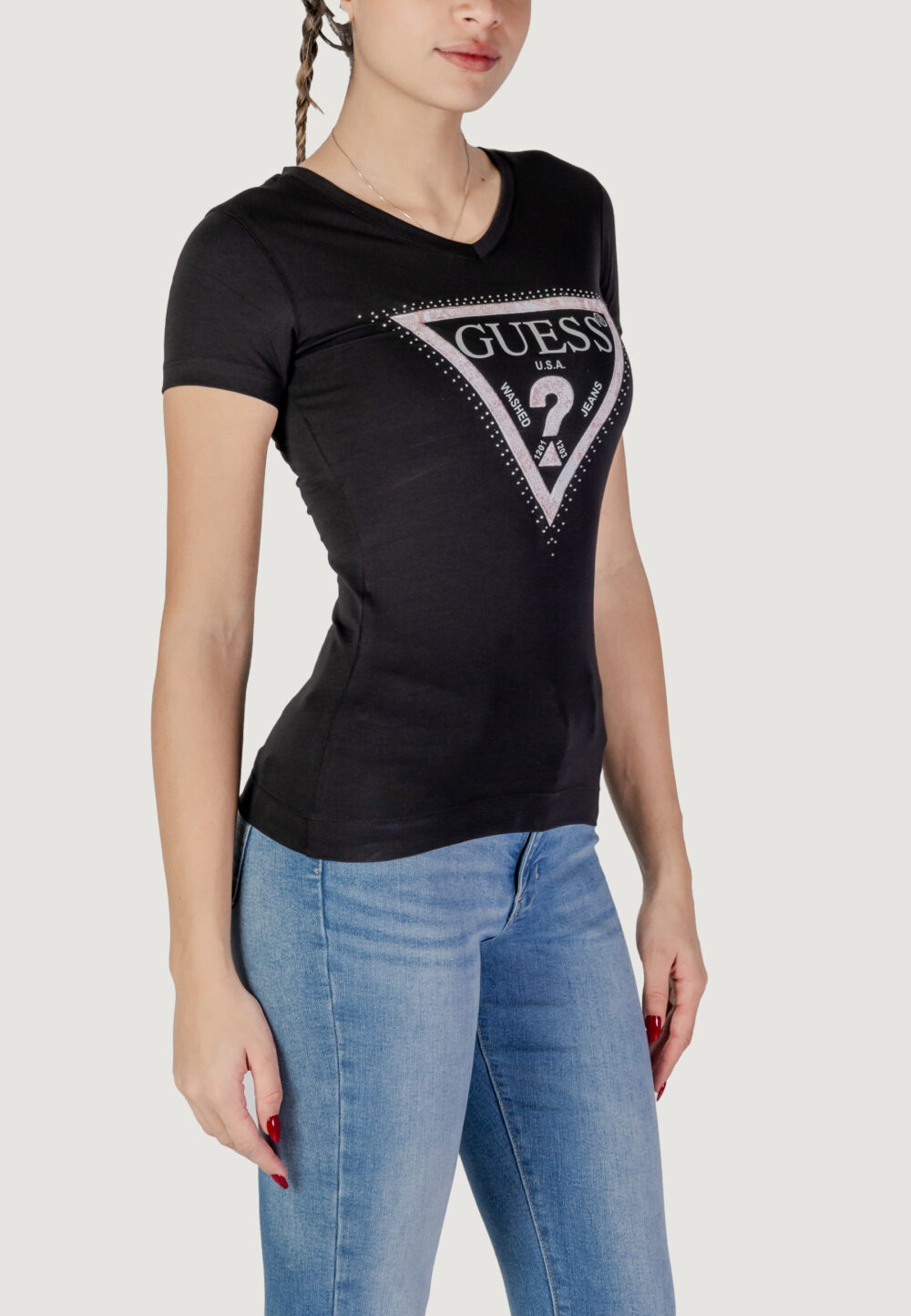 T-shirt Guess ss vn python triangle Nero - Foto 4