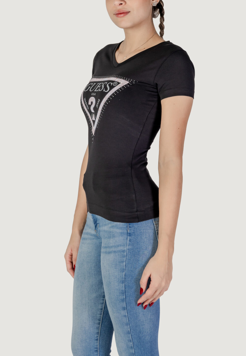 T-shirt Guess ss vn python triangle Nero - Foto 3