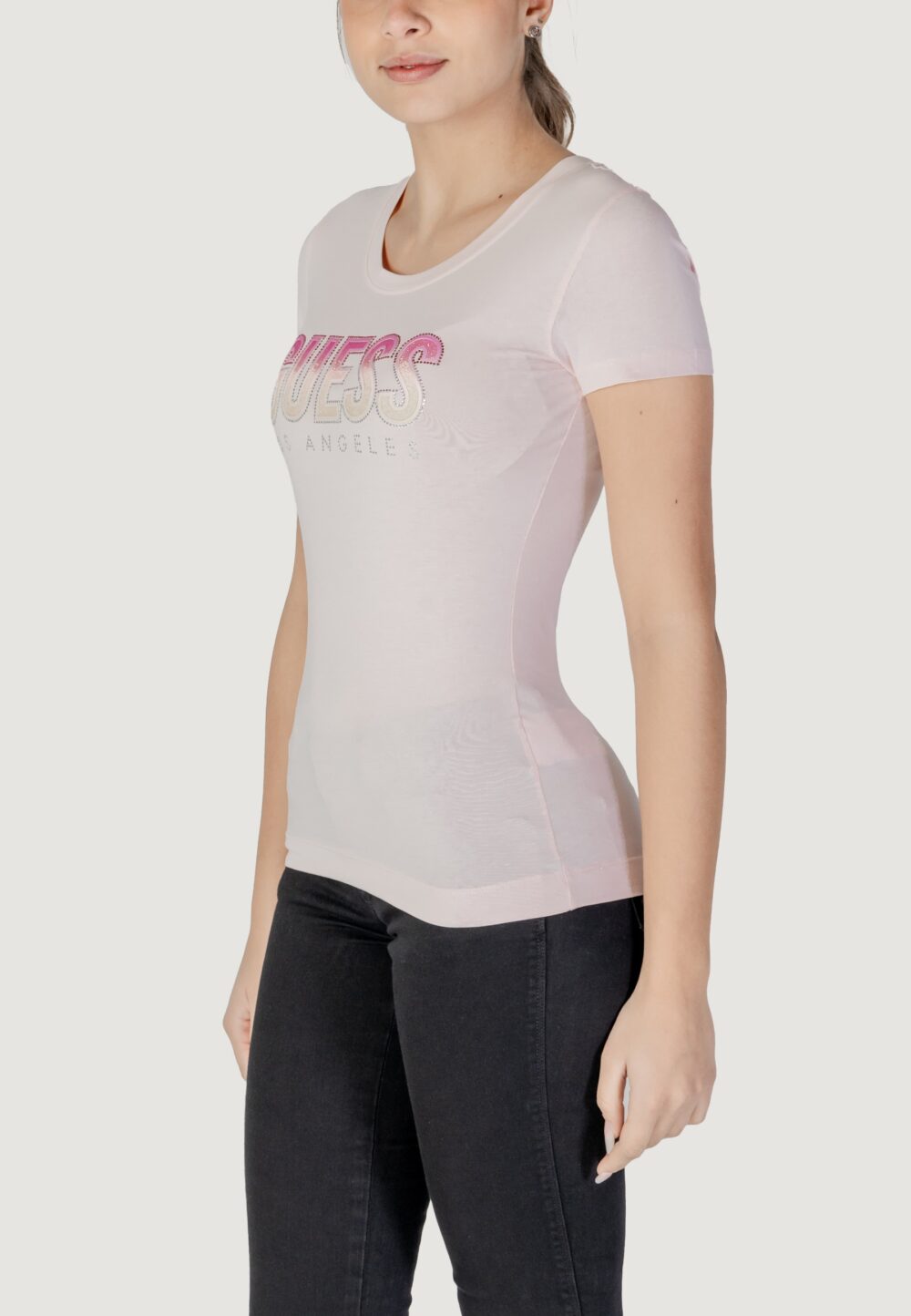 T-shirt Guess cn ss glitter degrad Rosa - Foto 2