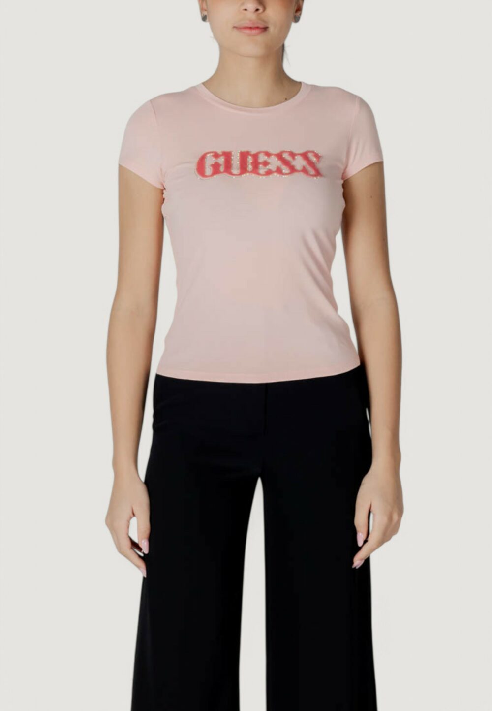 T-shirt Guess ss pony hair logo r5 Rosa - Foto 2