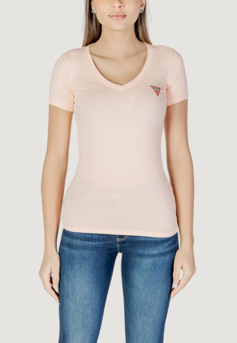 T-shirt Guess vn mini triangle Rosa Antico - Foto 1