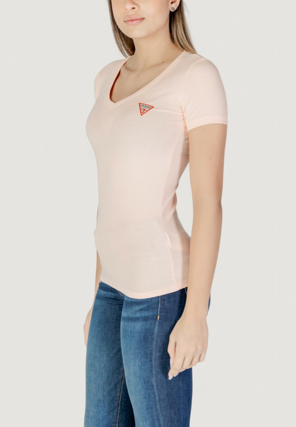 T-shirt Guess vn mini triangle Rosa Antico - Foto 2