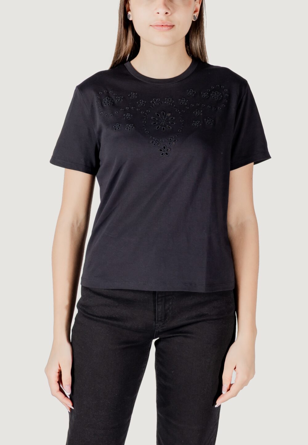 T-shirt Jacqueline de Yong jdycif s/s broderie anglaise top jrs Nero - Foto 2