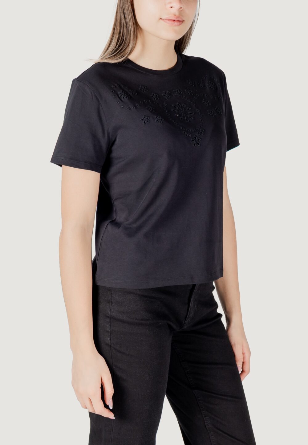 T-shirt Jacqueline de Yong jdycif s/s broderie anglaise top jrs Nero - Foto 3
