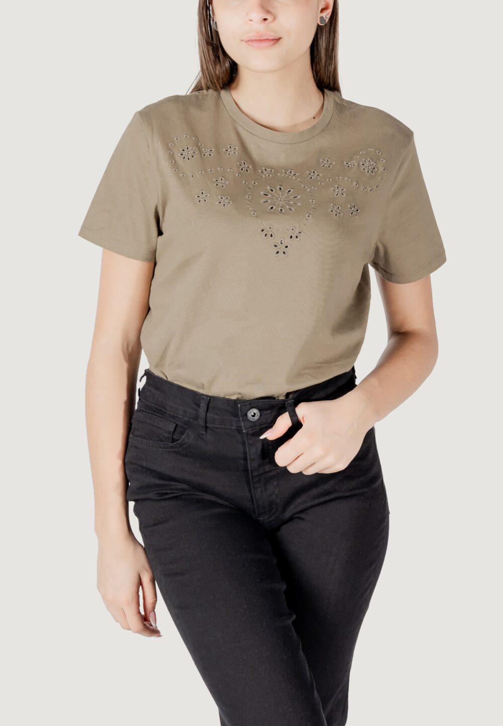 T-shirt Jacqueline de Yong jdycif s/s broderie anglaise top jrs Verde - Foto 1