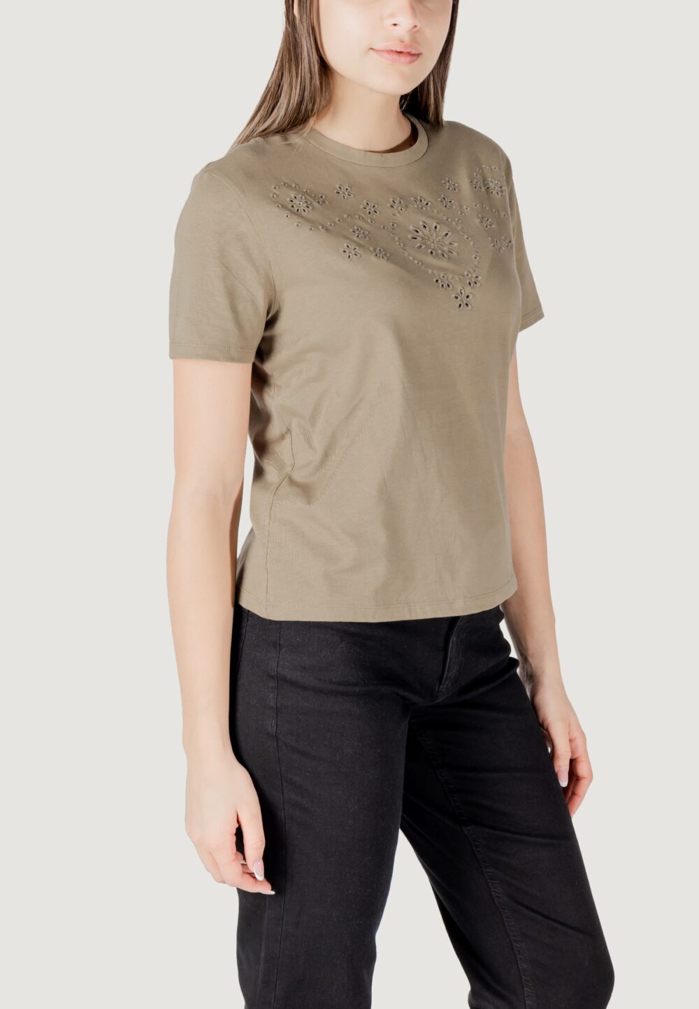 T-shirt Jacqueline de Yong jdycif s/s broderie anglaise top jrs Verde - Foto 3