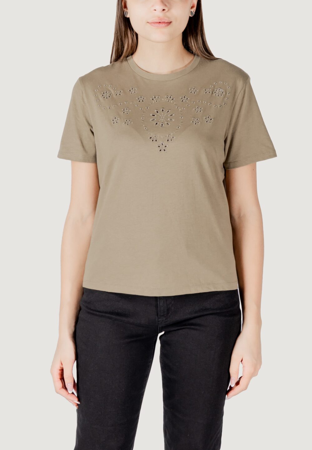 T-shirt Jacqueline de Yong jdycif s/s broderie anglaise top jrs Verde - Foto 5