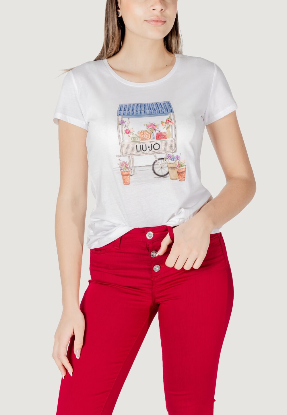 T-shirt Liu-Jo ecs moda m/c Bianco - Azzurro - Foto 1