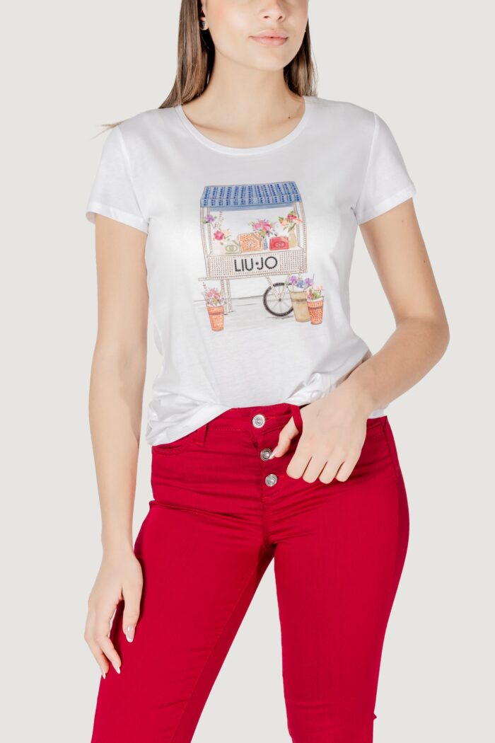 T-shirt Liu-Jo ecs moda m/c Bianco – Azzurro