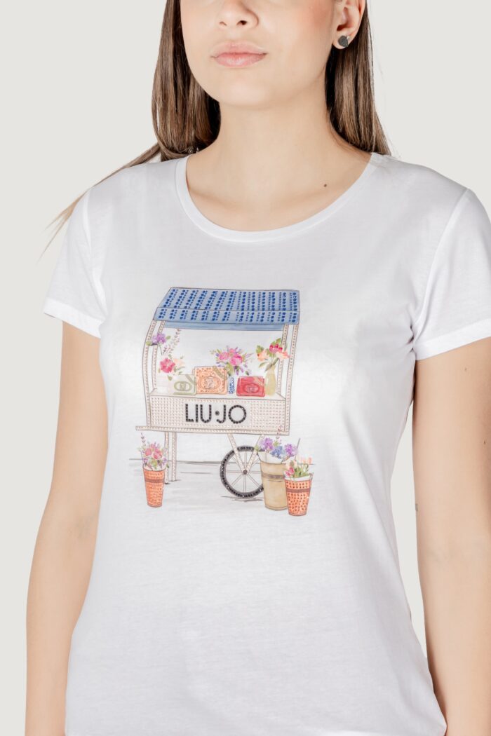 T-shirt Liu-Jo ecs moda m/c Bianco – Azzurro