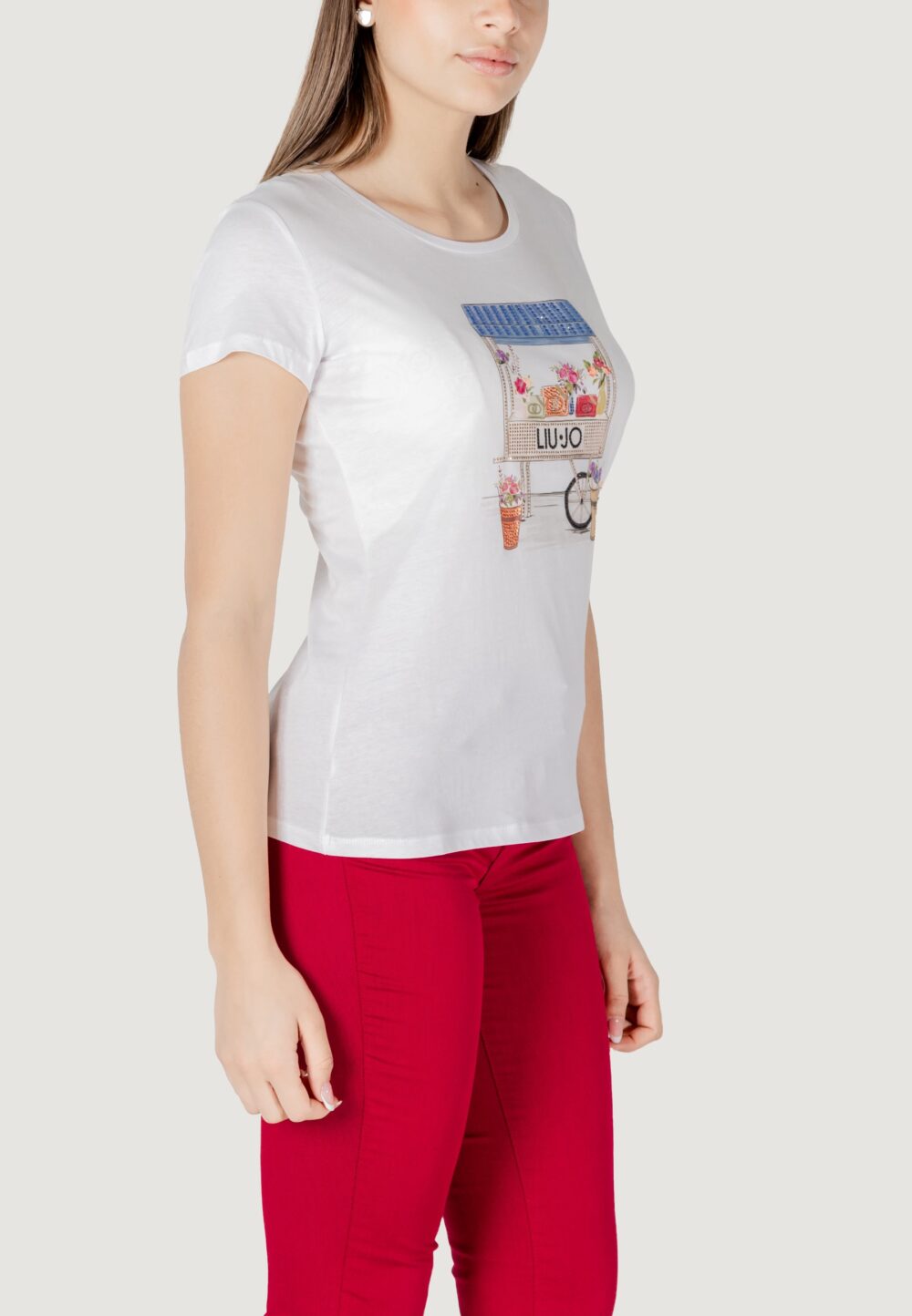 T-shirt Liu-Jo ecs moda m/c Bianco - Azzurro - Foto 3