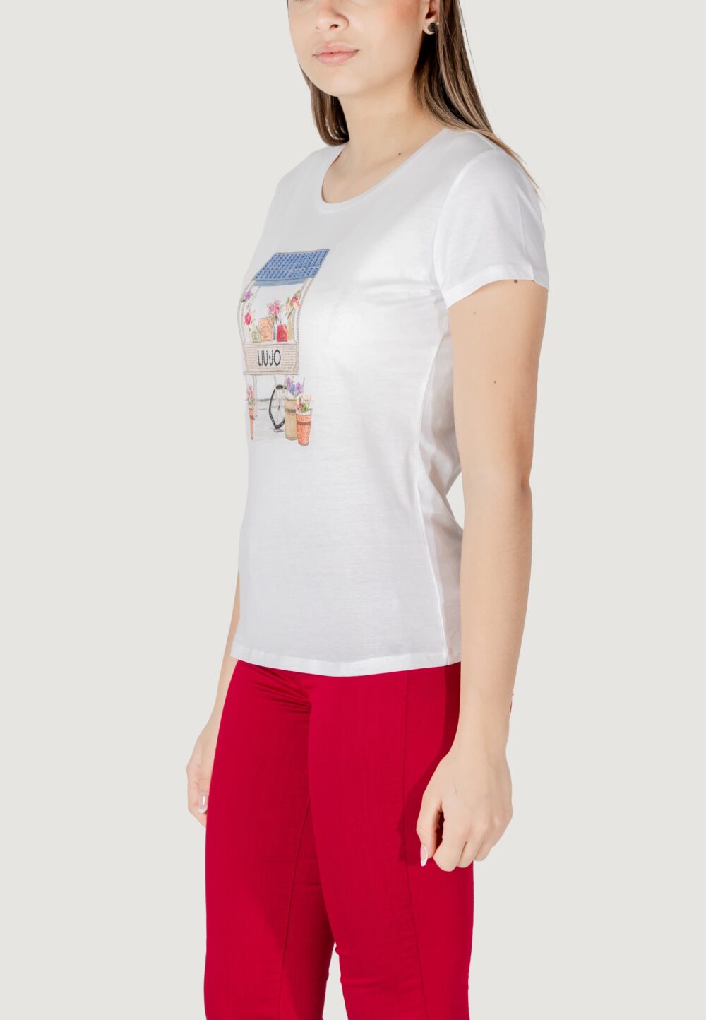 T-shirt Liu-Jo ecs moda m/c Bianco - Azzurro - Foto 4