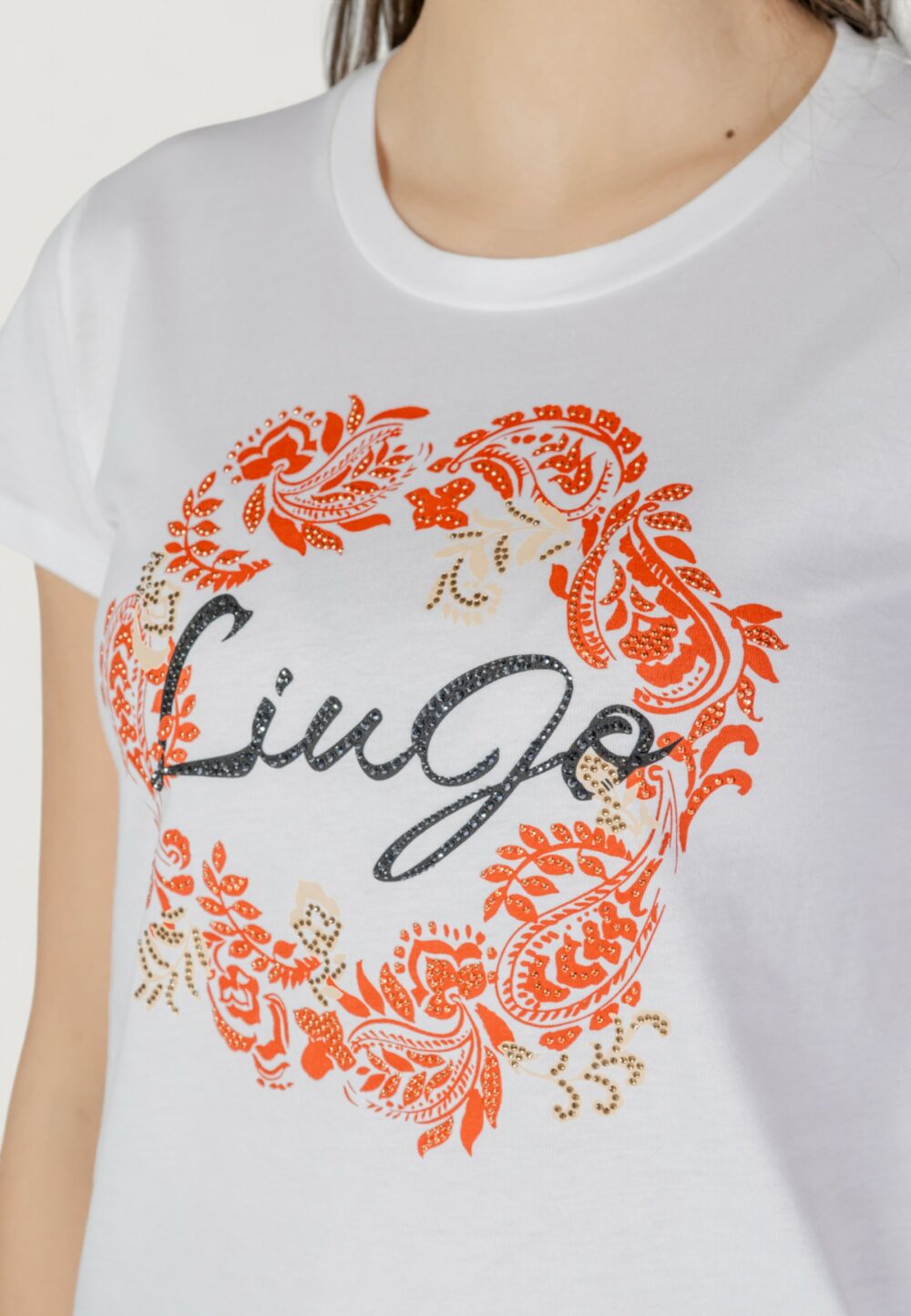 T-shirt Liu-Jo ecs moda m/c Bianco - Oro - Foto 5