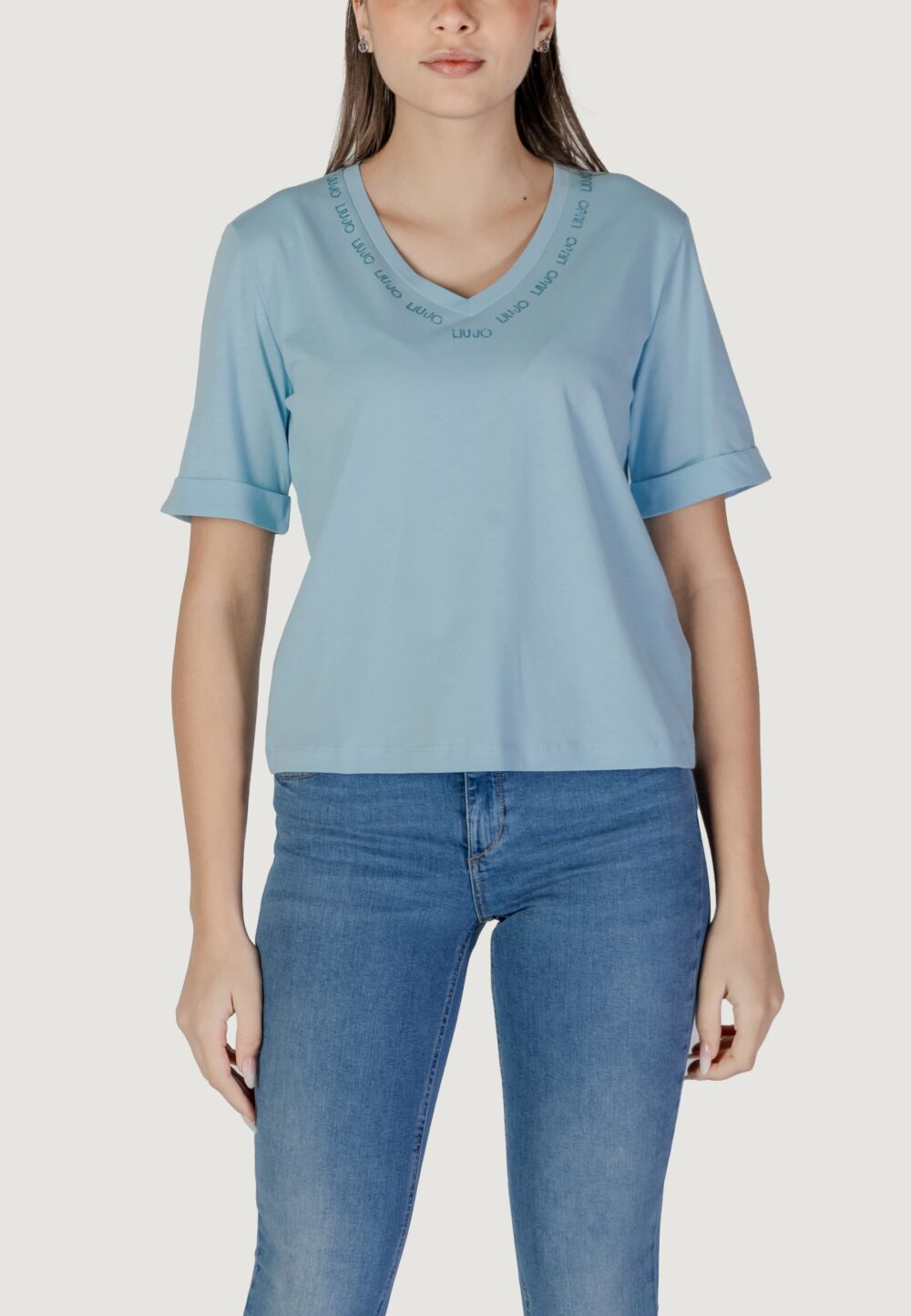 T-shirt Liu-Jo ecs moda m/c Celeste - Foto 1