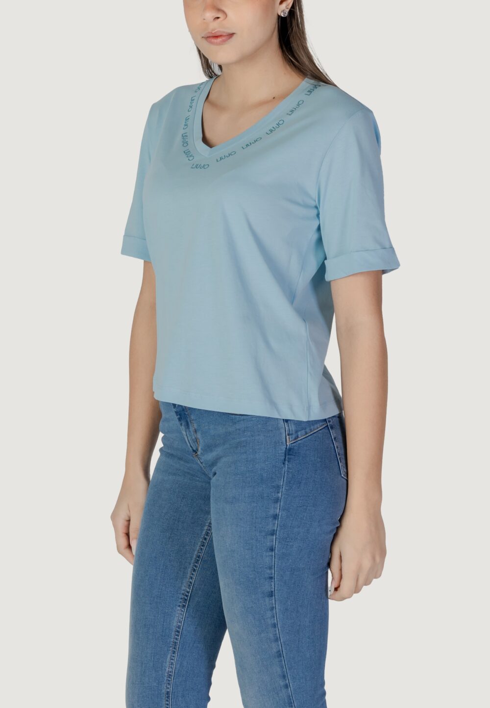 T-shirt Liu-Jo ecs moda m/c Celeste - Foto 4